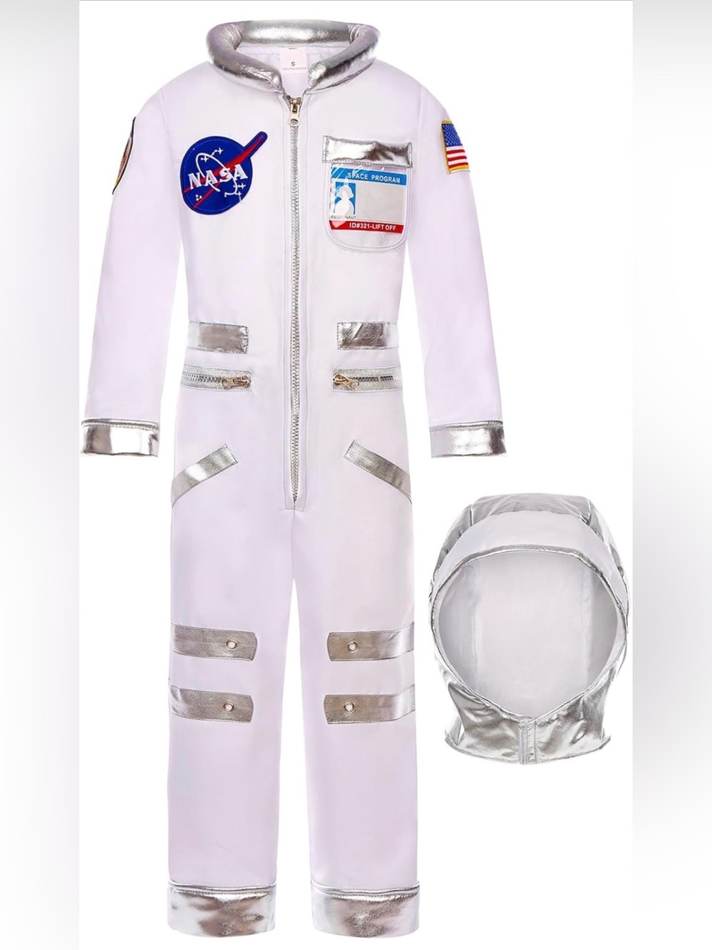 NASA Astronaut Costume Jumpsuit in White and Silver5-7years old